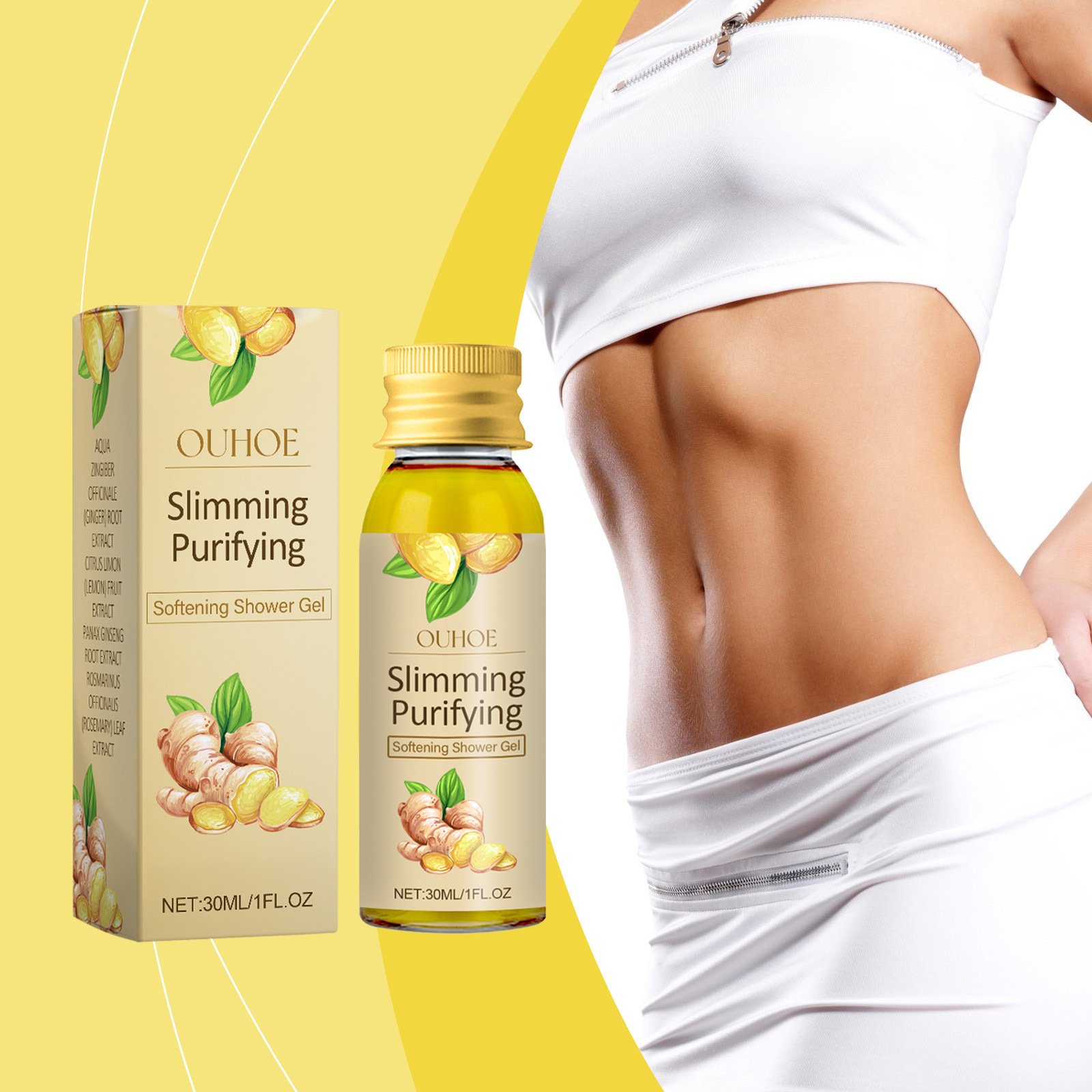 Ginger Shower Gel Cleansing Body Skin Exfoliation Moisturizing Rejuvenating Firming Body Wash