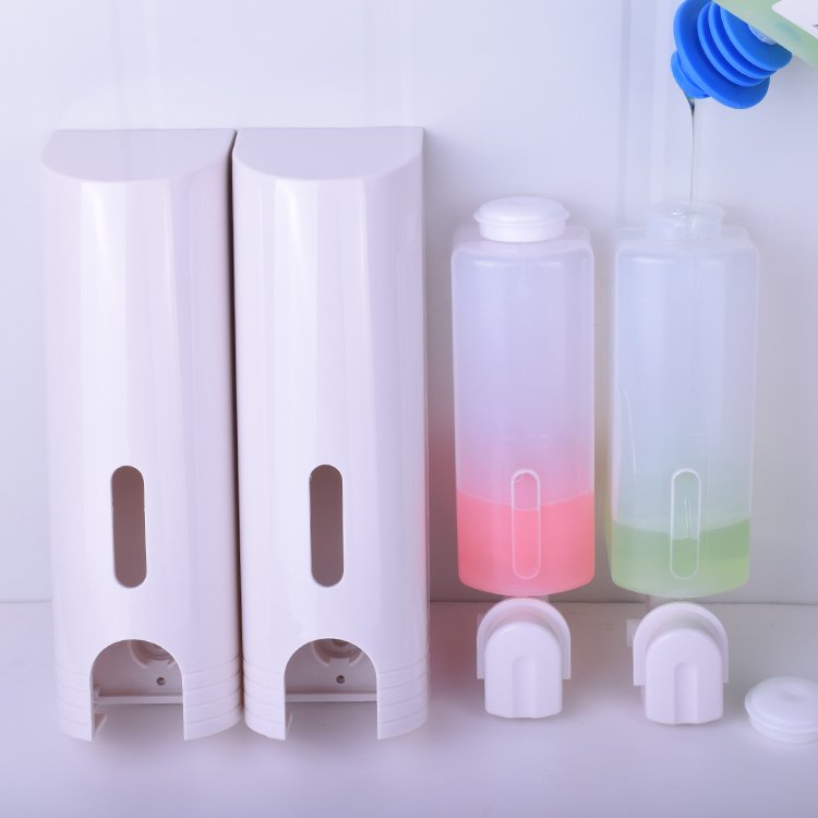 Silver hotel public area ABS refillable hanging shampoo shower gel soap dispenser