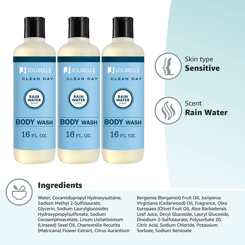 Private Label Essential Oils Body Wash Organics Rain Water Scented Moisturizing Shower Gel
