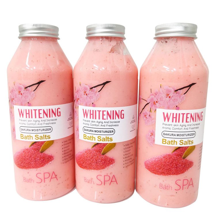 Private Label Milk Shower Gel Scrub Salt Bubble Cherry Blossom Fragrance Whole Body Foot Cleansing Bath Salt