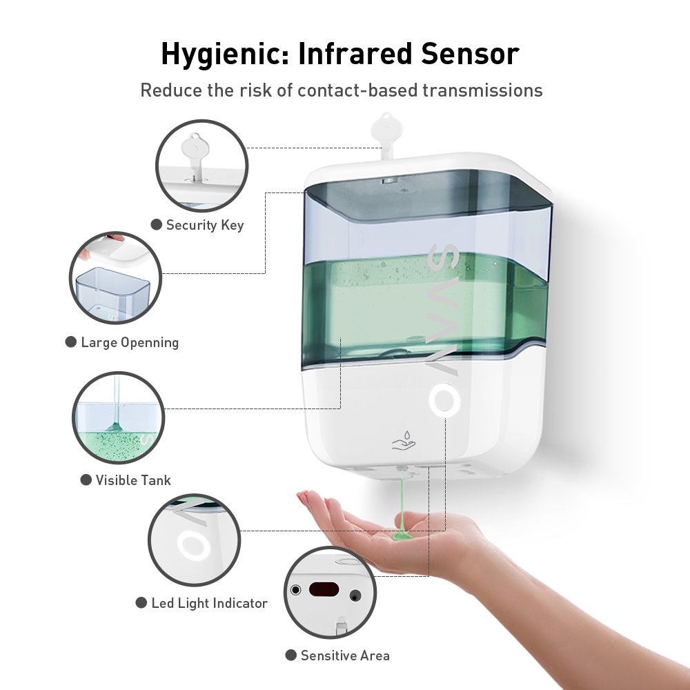 Hotel Bathroom Wall Mounted 1000ml Infrared Touchless Automatic Sensor Shampoo Liquid Shower Gel Hand Wash Soap Dispenser