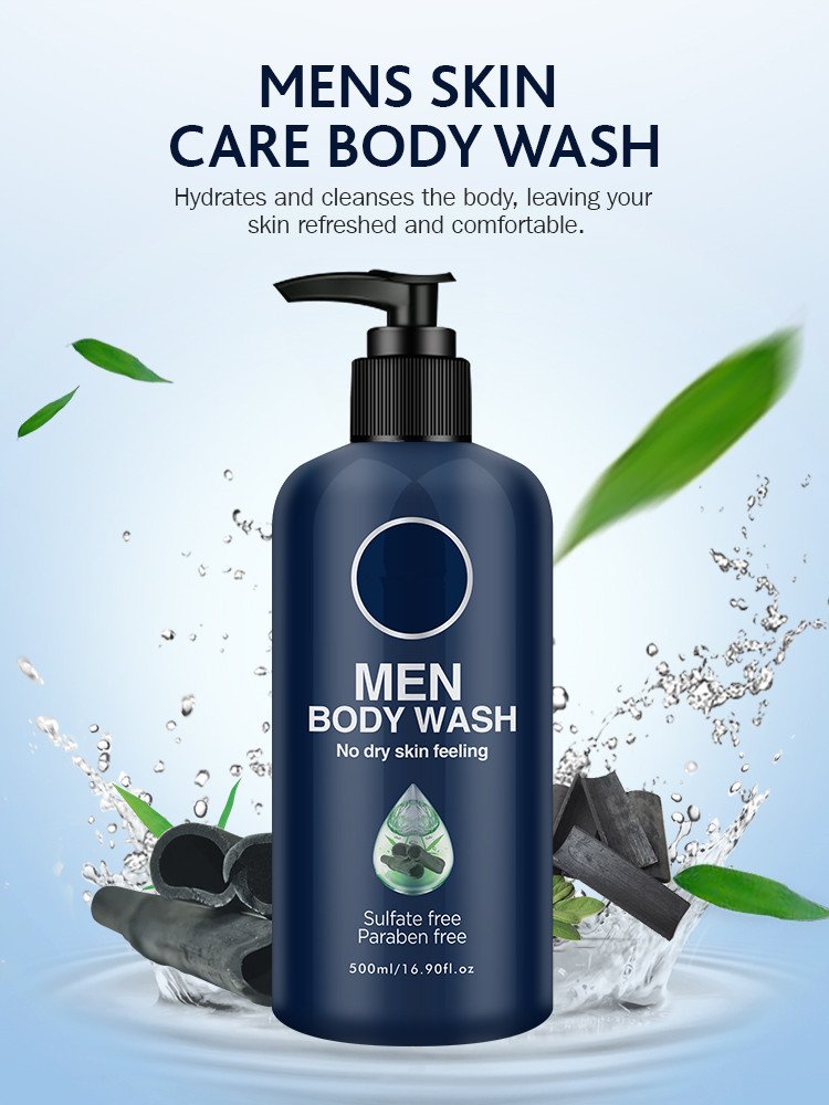 Men Shower Gel Private Label Pure Natural Organic Vegan Refreshing Charcoal Moisturizing Men Body Wash