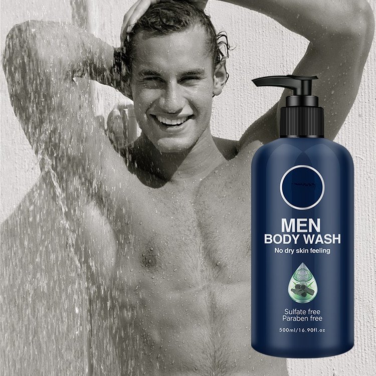 Men Shower Gel Private Label Pure Natural Organic Vegan Refreshing Charcoal Moisturizing Men Body Wash