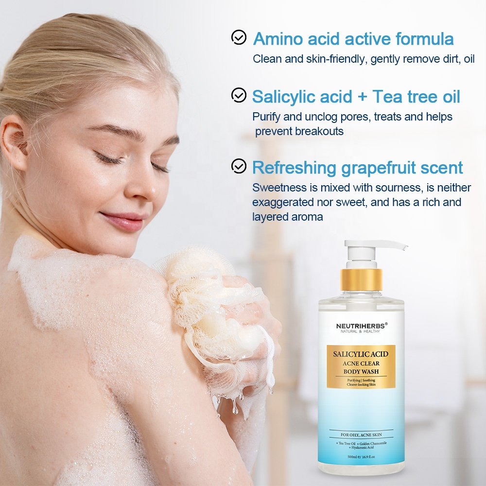 Tea Tree Vegan Herbal Natural Skin Perfumed Bath Bodywash Private Label Body Wash Acne Exfoliating Shower Gel