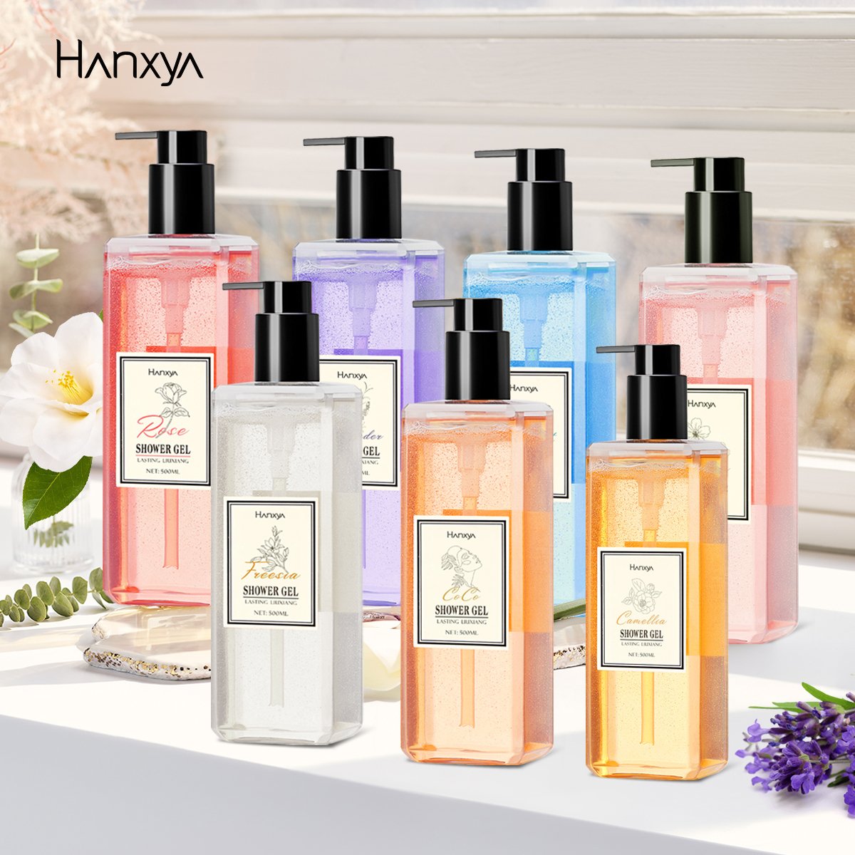 Private brand moisturizing and brightening natural organic amino acid fragrance shower gel exfoliating aromatic SPA shower gel