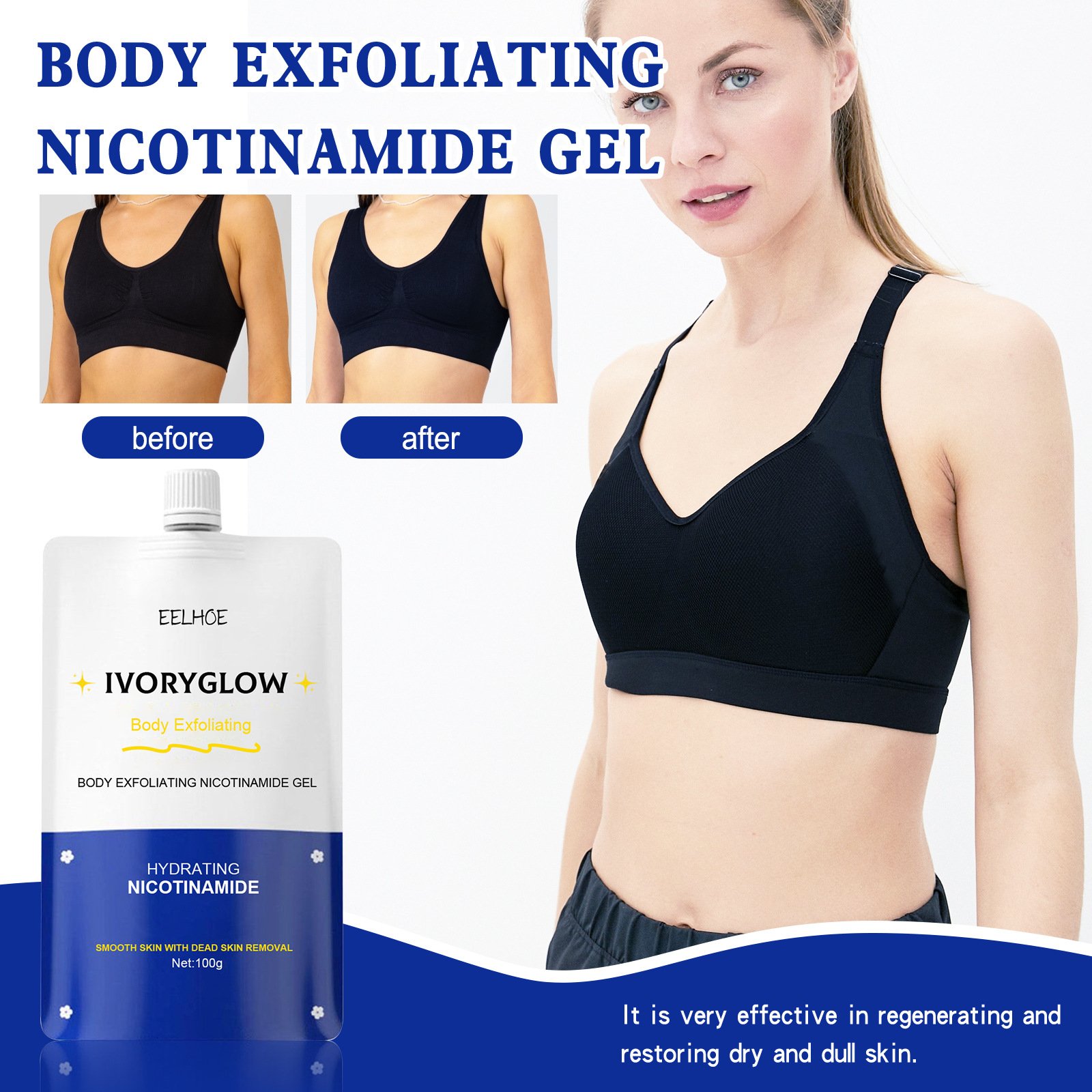 Body exfoliating niacinamide gel lightens body dullness and deeply cleanses dead skin skin beauty shower gel