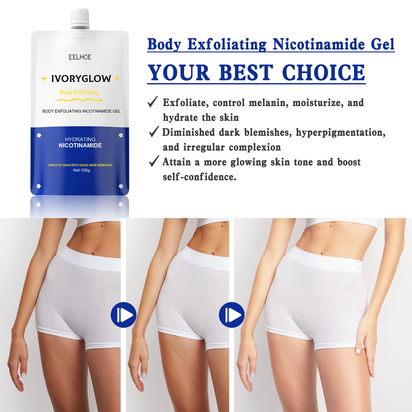 Body exfoliating niacinamide gel lightens body dullness and deeply cleanses dead skin skin beauty shower gel