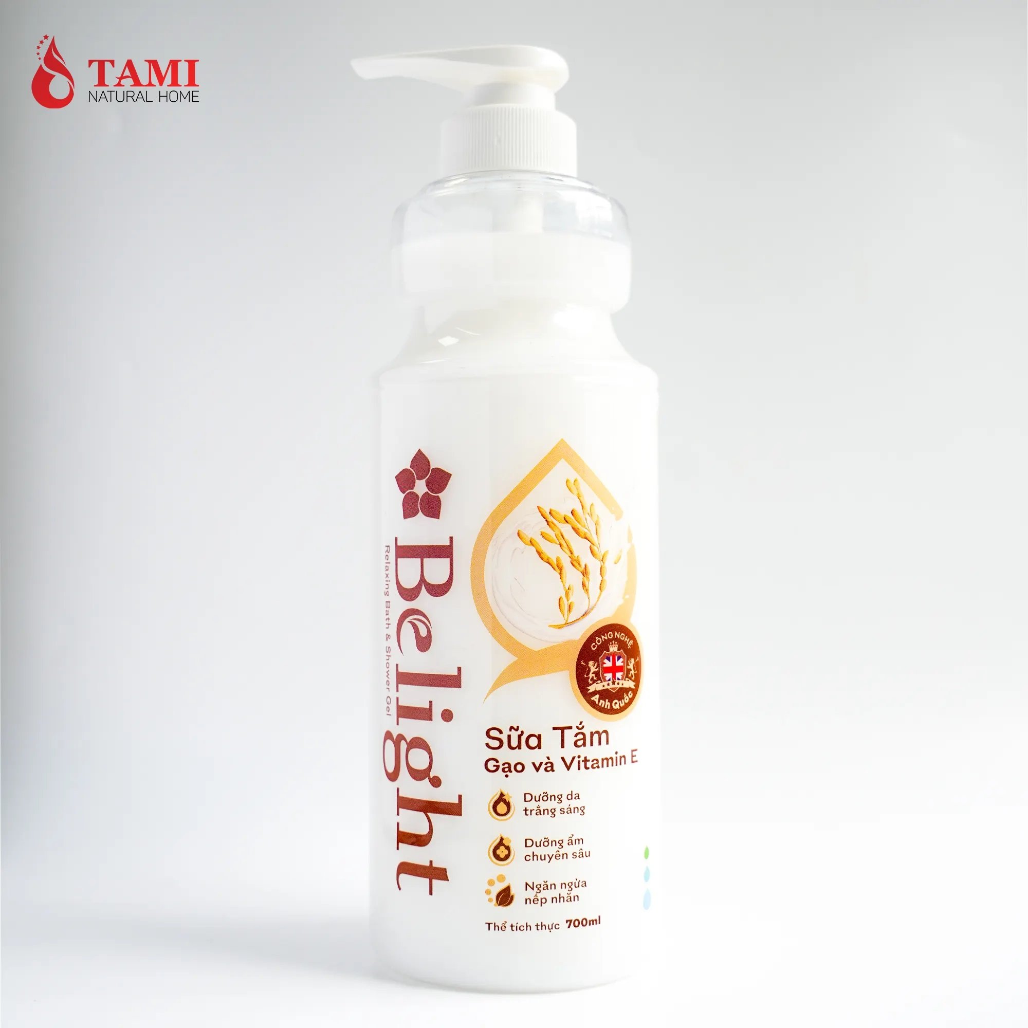 Personal Care Whitening Moisturizing Body Wash Belight - Rice Milk & Vitamin E Refreshing & Bubble Function Shower Gel