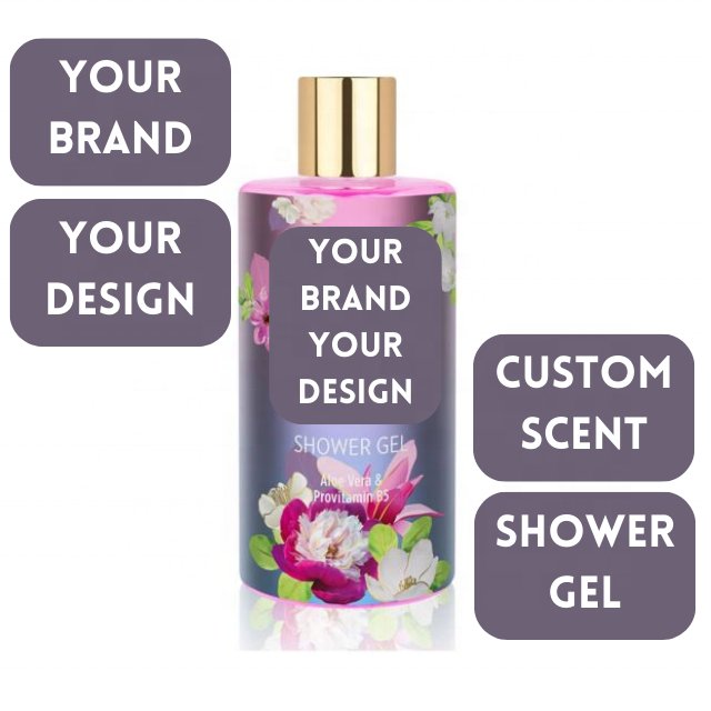 PRIVATE LABEL 4-Pieces Fruity-Floral Scented Bath&Shower Gel with Aloe Vera-Provitamin B5