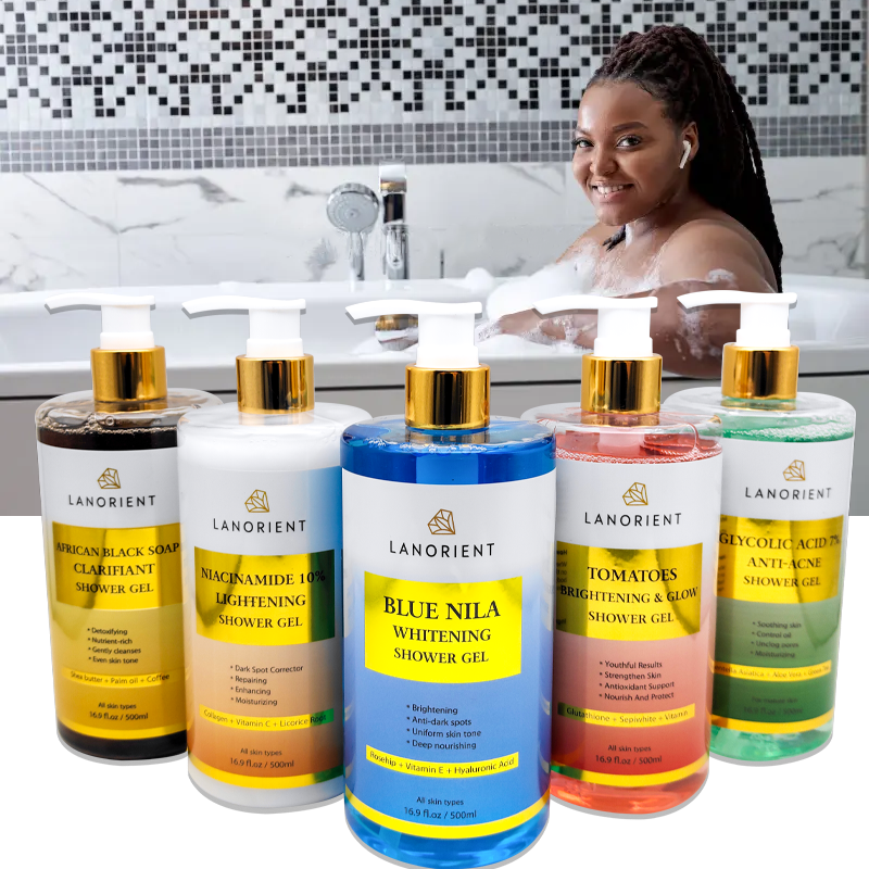 Private Label Alpine River 100% Natural Organic Vitamin E Skin Brightening Whitening Exfoliating Perfume Body Wash Shower Gel