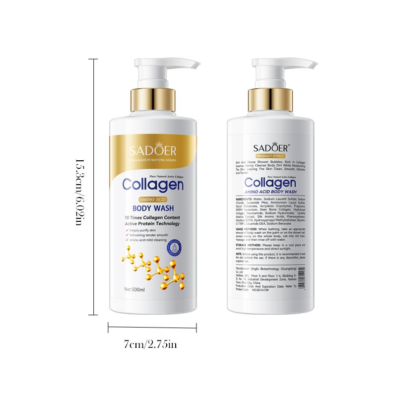 High quality collagen nourishing moisturizing shower gel whitening shower gel 500ml body wash