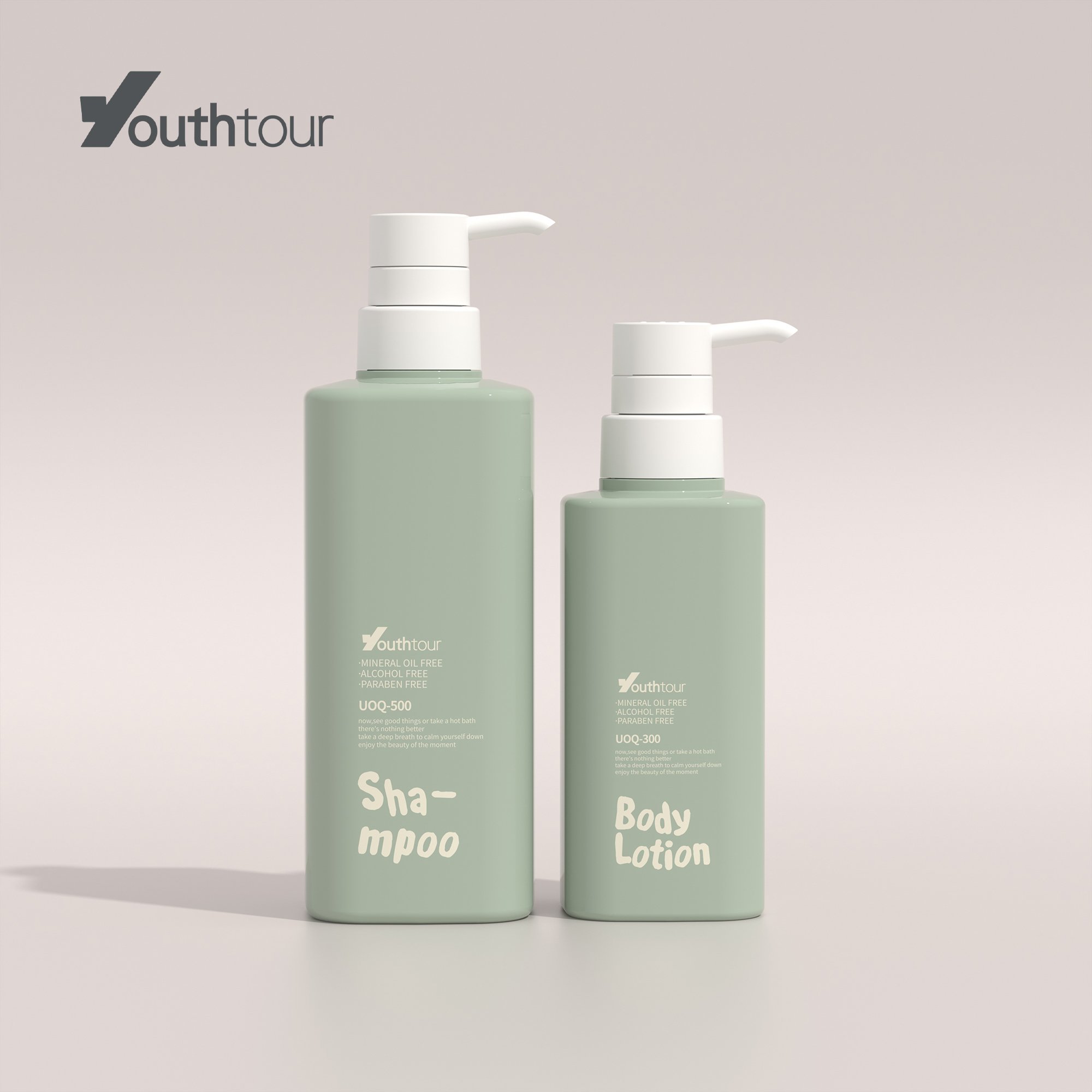 UOQ Cosmetic luxury 300ml 400ml 500ml 1000ml Packaging Plastic PET shampoo conditioner shower gel hand wash sanitizer bottle
