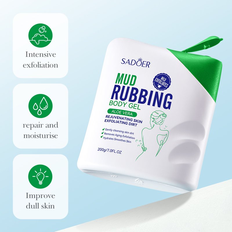 OEM SADOER Organic Plant Extract Moisturizing Smoothing Exfoliating Scrub Shower Gel Deep Cleansing Mud Rubbing Body Gel