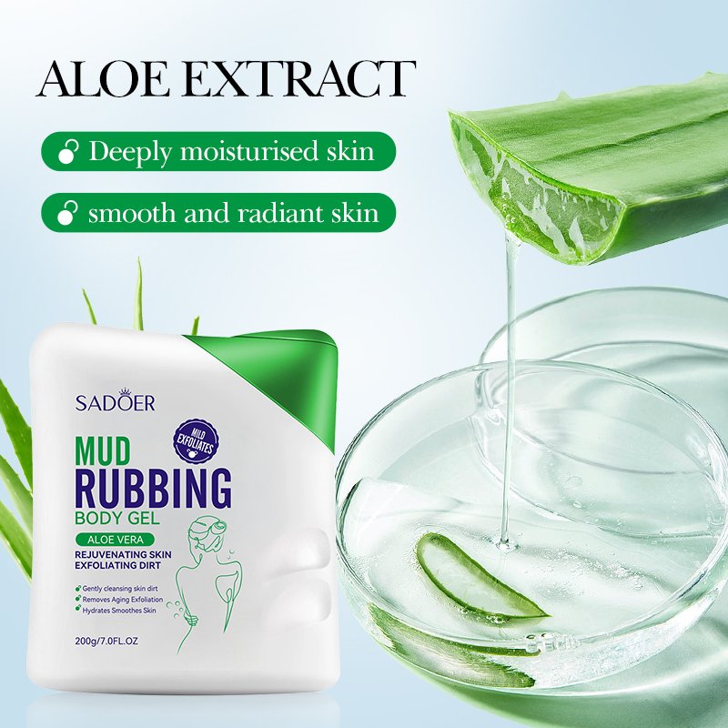 OEM SADOER Organic Plant Extract Moisturizing Smoothing Exfoliating Scrub Shower Gel Deep Cleansing Mud Rubbing Body Gel