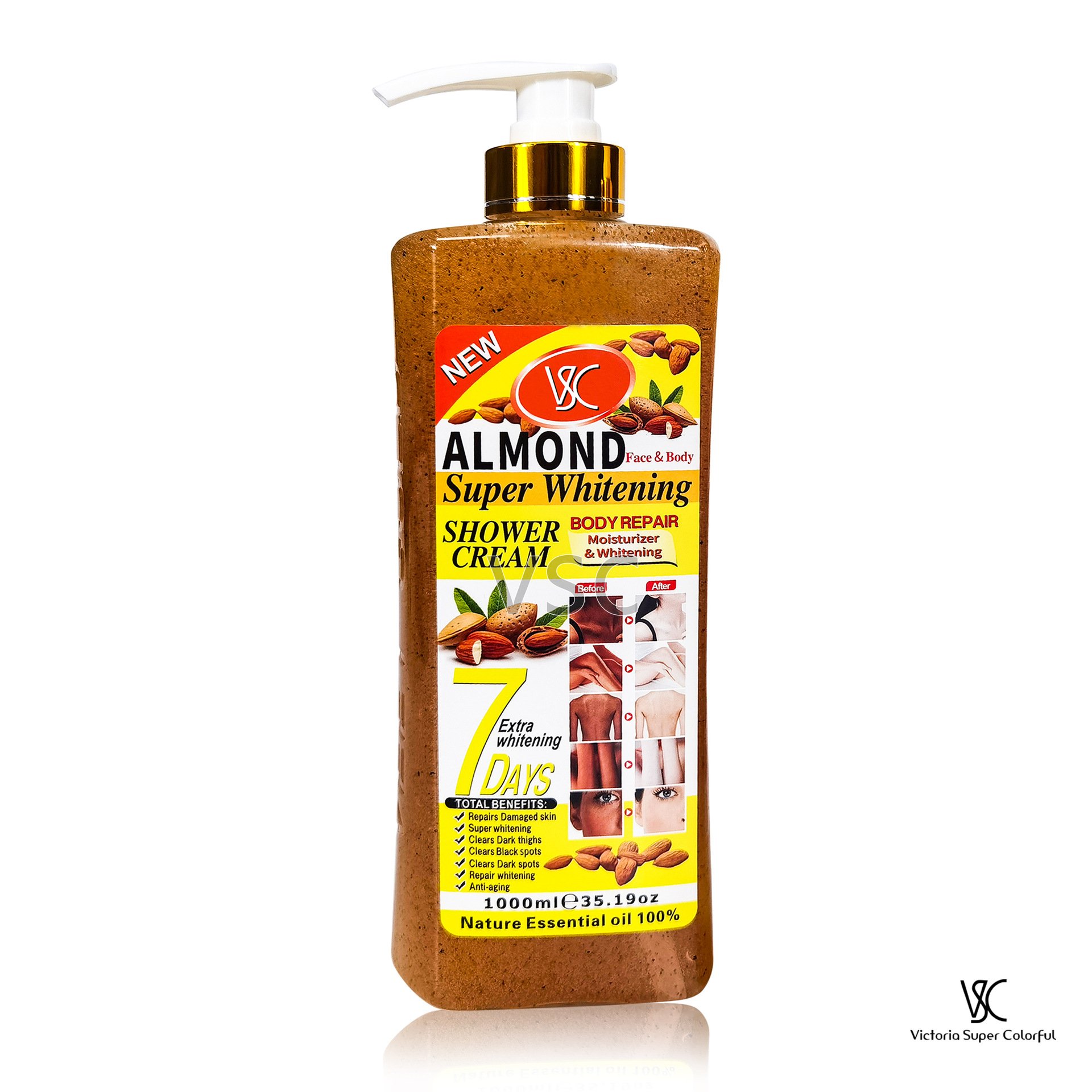 Hot Selling Almond Whitening Shower Gel Deep Cleaning Body Wash Hydrating Exfoliating Scrub Lightening