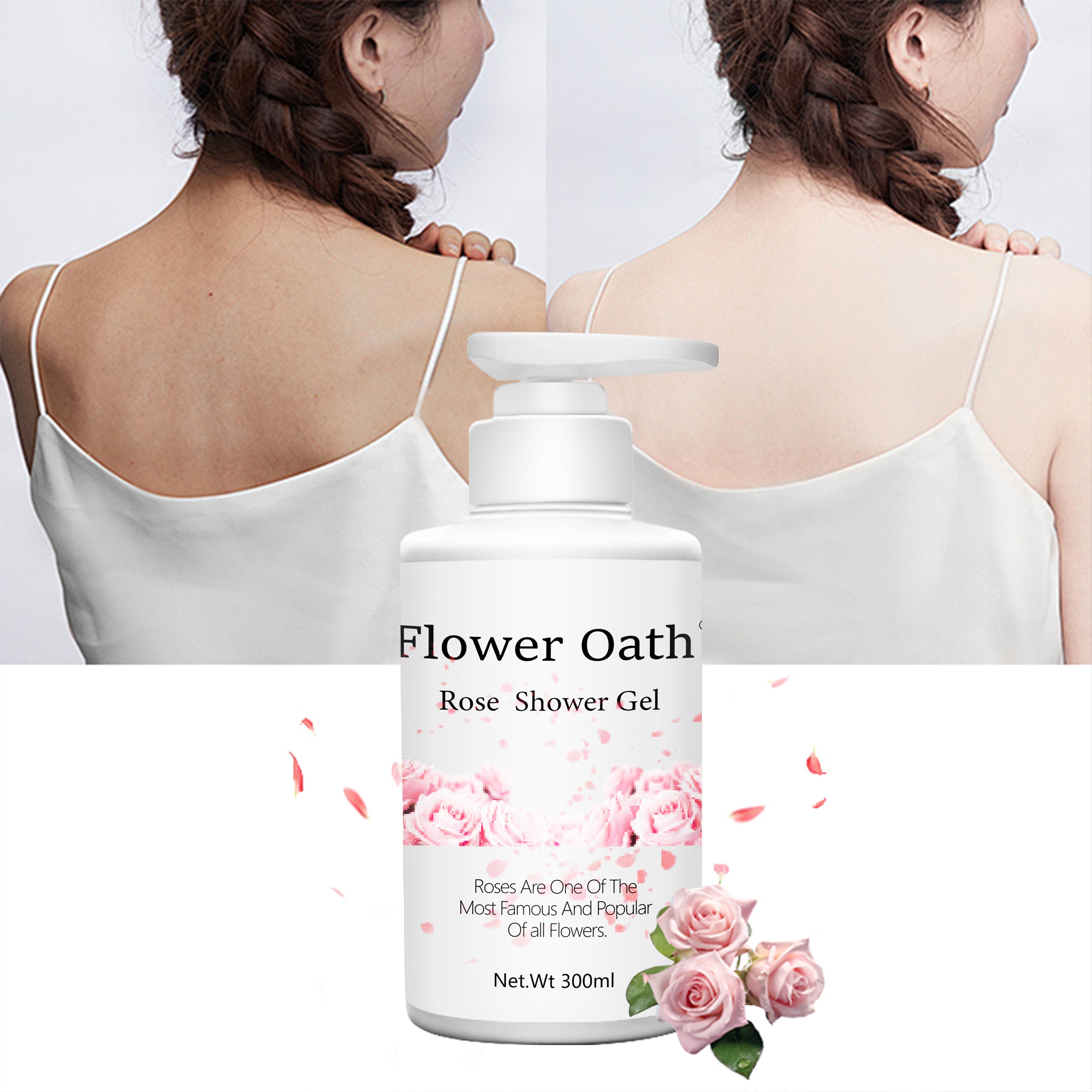 Whitening Body Wash Moisturizing Deep Cleaning Skin Care Shower Gel Rose Bubble Bath Wash