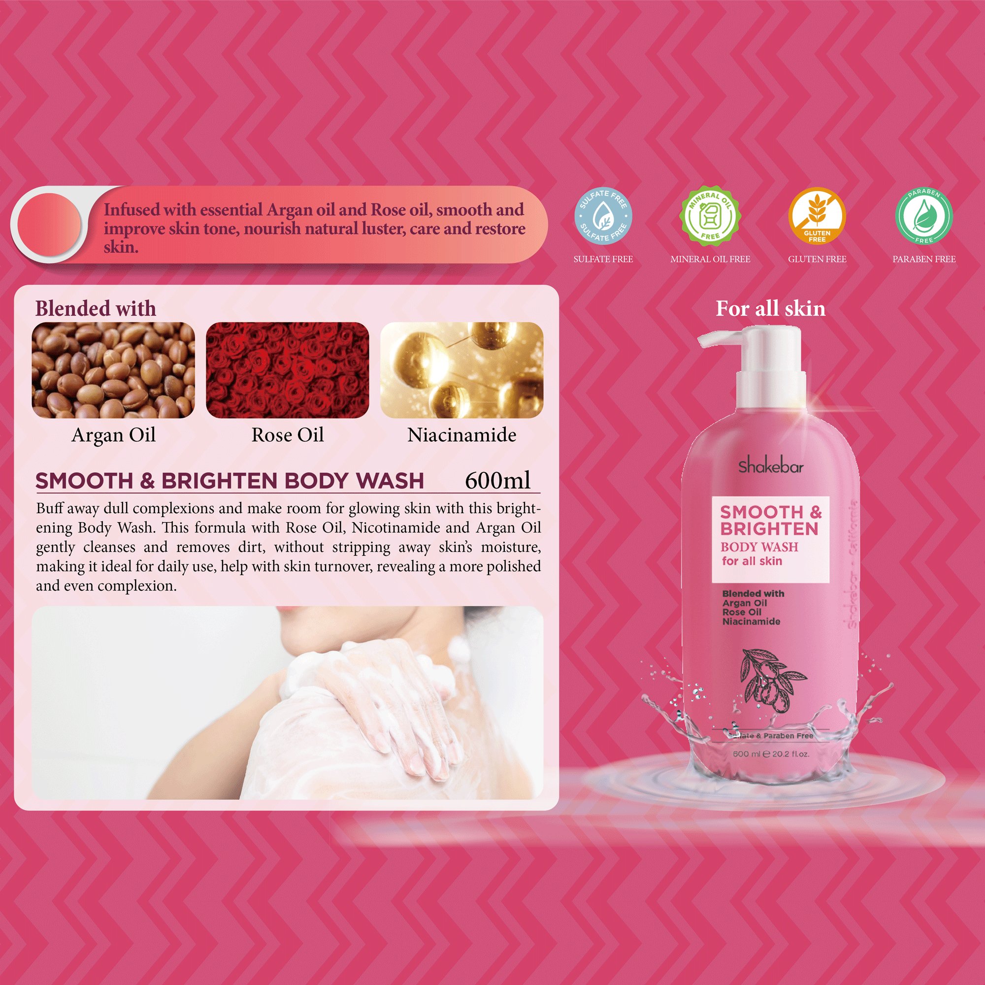 Shakebar Hydrating Body Wash Scrub Exfoliating Lightening Whitening Shower Gel Natural Whitening Body Wash