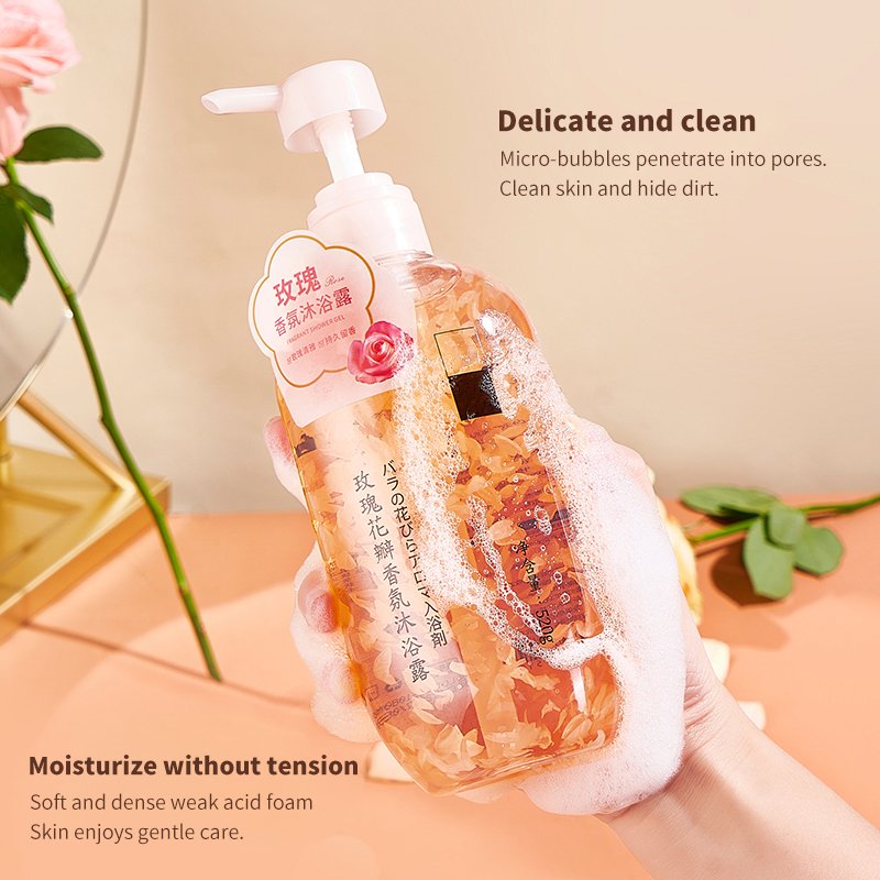 Wholesale Manufacturer's Custom Rose Cherry Blossom Fragrance Shower Gel Vegan Body Lotion Moisturizing Butter Petal Shower Gel