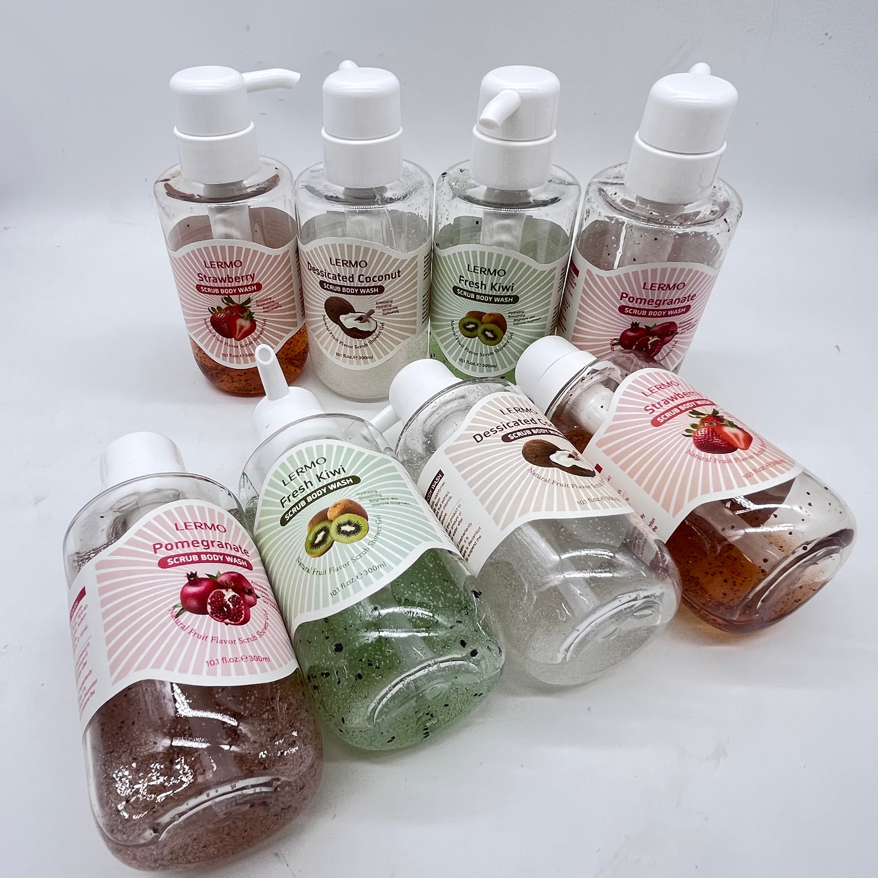 LERMO Organic Body Care Bath Foam Fruit Shower Gel Cleansing Exfoliating Pomegranate Coconut Strawberry Kiwi Scrub Body Wash