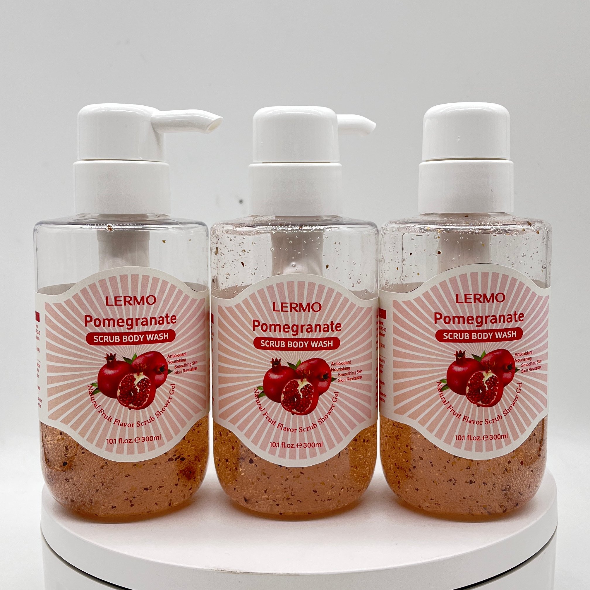 LERMO Organic Body Care Bath Foam Fruit Shower Gel Cleansing Exfoliating Pomegranate Coconut Strawberry Kiwi Scrub Body Wash