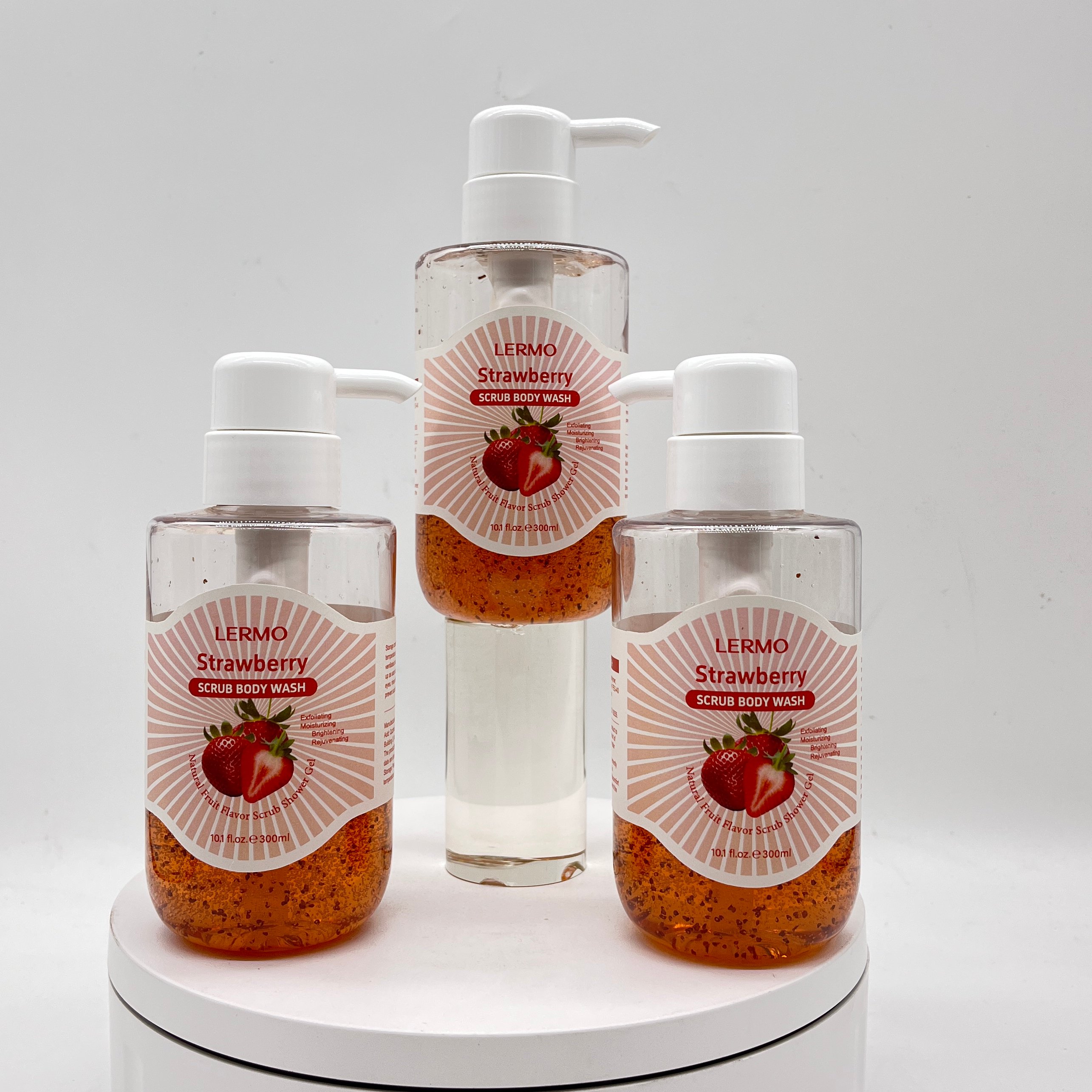 LERMO Organic Body Care Bath Foam Fruit Shower Gel Cleansing Exfoliating Pomegranate Coconut Strawberry Kiwi Scrub Body Wash