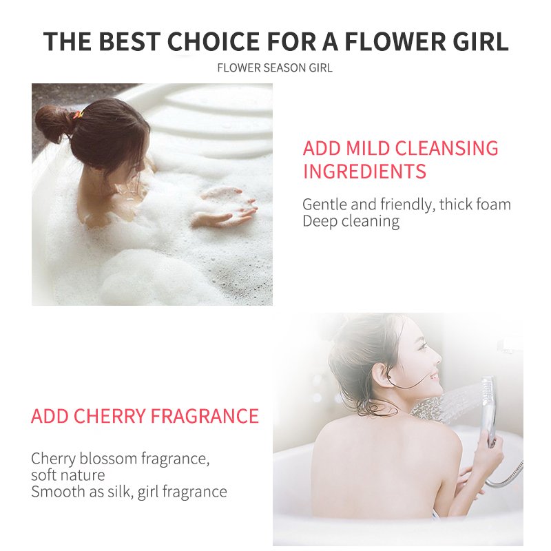 Cherry blossom fragrance milk texture skin rose body wash wholesale discount hotel shower gel