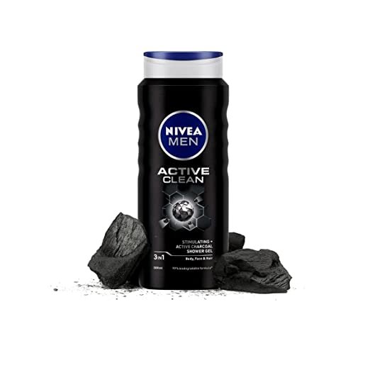 Nivea Men Body Wash Active Clean With Active Charcoal Shower Gel For Body Face & Hair, 250 ml At Best Price