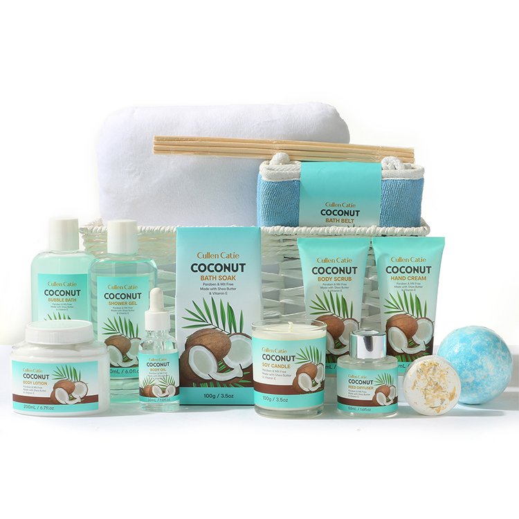 2024 Skin care set for Men and Women coconut, SPA Gift Basket Soap Bath Salt Bathroom For Home Supplies