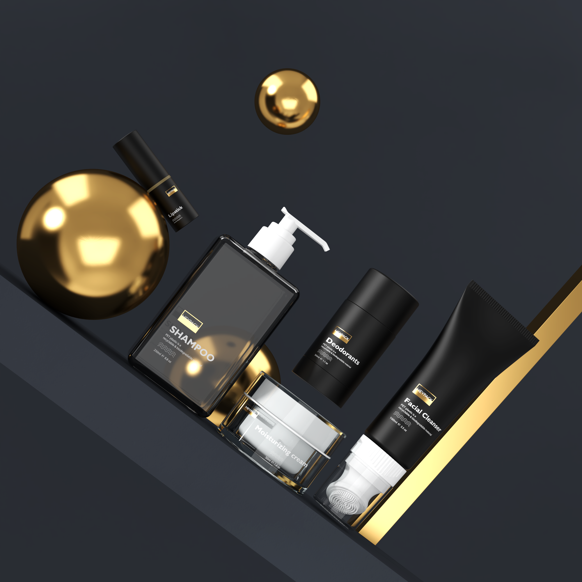 Olive Dark Green Men's Shower Gel Bottle, Deodorant Sticker Bottle And Lip Balm Tube