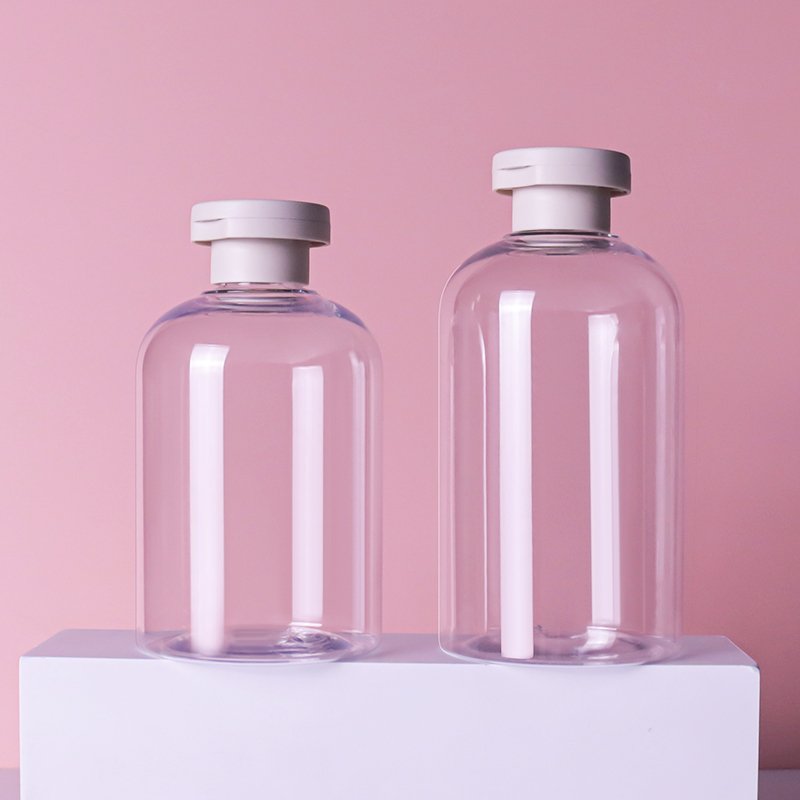 unique empty 250 300ml clear PET plastic squeeze shampoo bottles for hotel