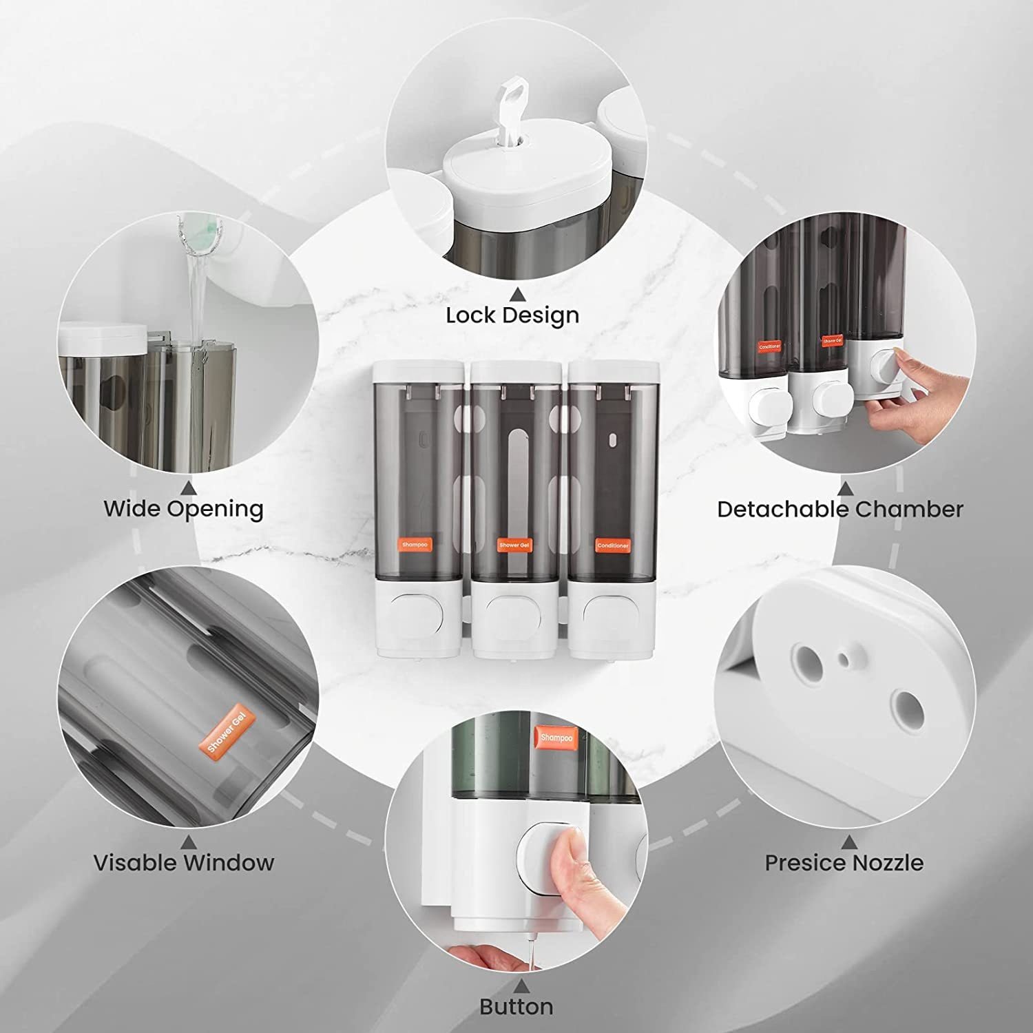 ABS Manual Liquid Soap Hand-Sanitizer Dispenser Hotel Bathroom Shampoo Shower Gel Dispenser