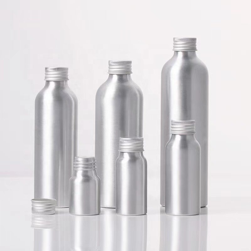 Wholesale 30-1000ml aluminum cosmetic perfume foam pump bottle with screw cap for essential oils lotion shampoo shower gel