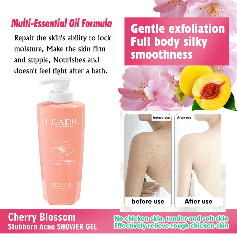 Wholesale Brightening Fragrant Acne Refreshing Shower Gel Cherry Blossom Retinol Body Wash For Black Skin