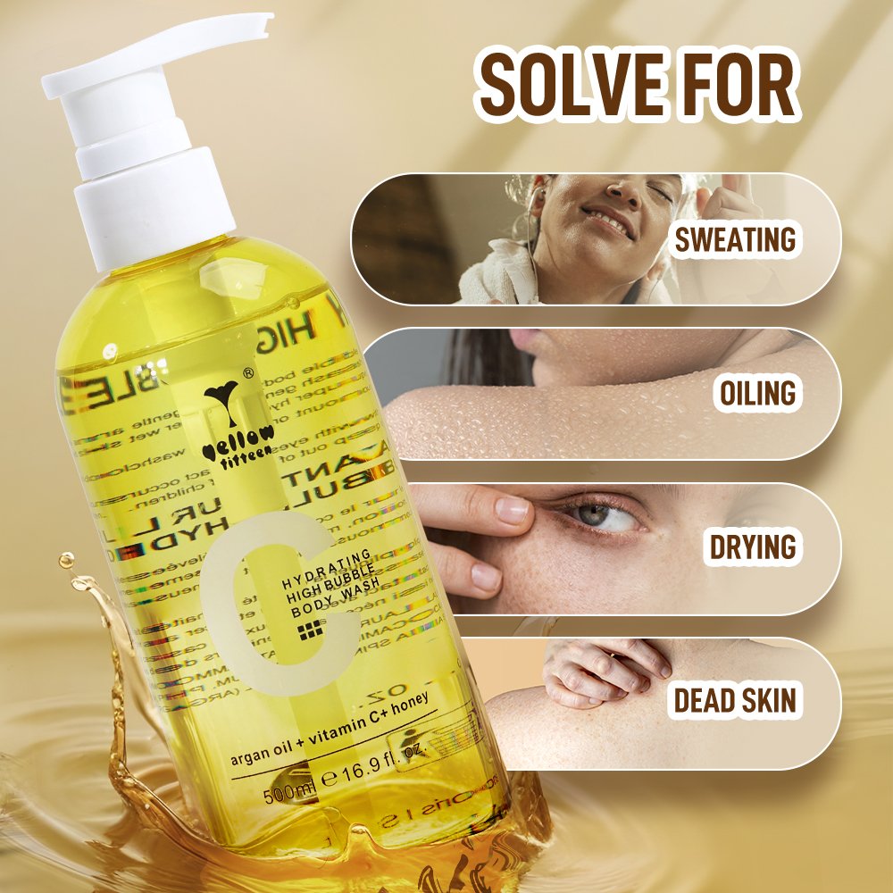 OEM/ODM high bubble argan oil honey hydrating shower gel body wash