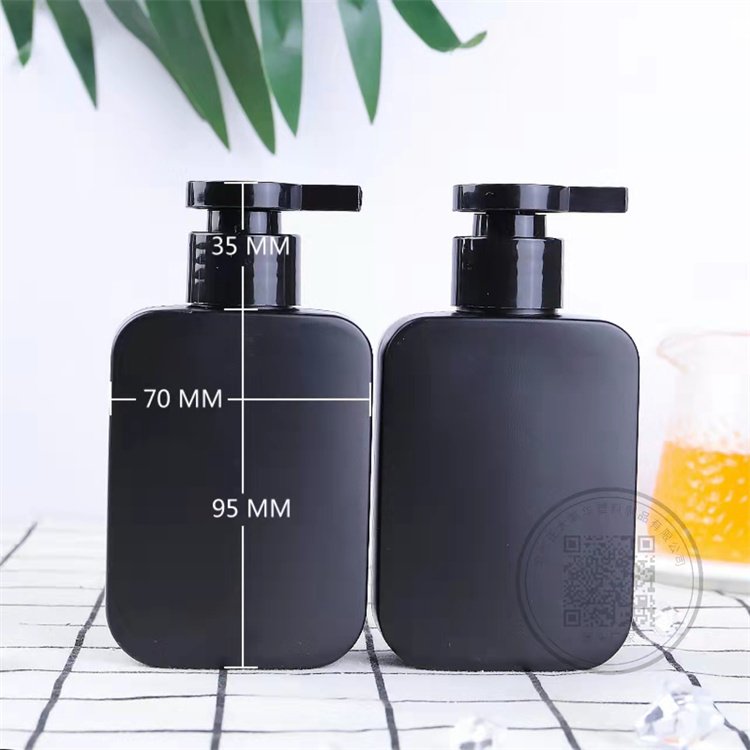 High quality and low price custom logo 250ml Empty Black Square Body Wash Lotion Shower Gel plastic pe Pump Bottle