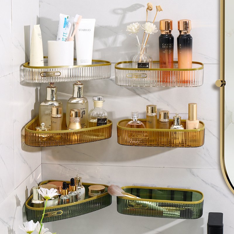 Fashion Cheap Wall Mount Plastic Shelf Shower Storage Rack Gel Holder for WC Shampoo Organizer Toilet Bathroom Accessories
