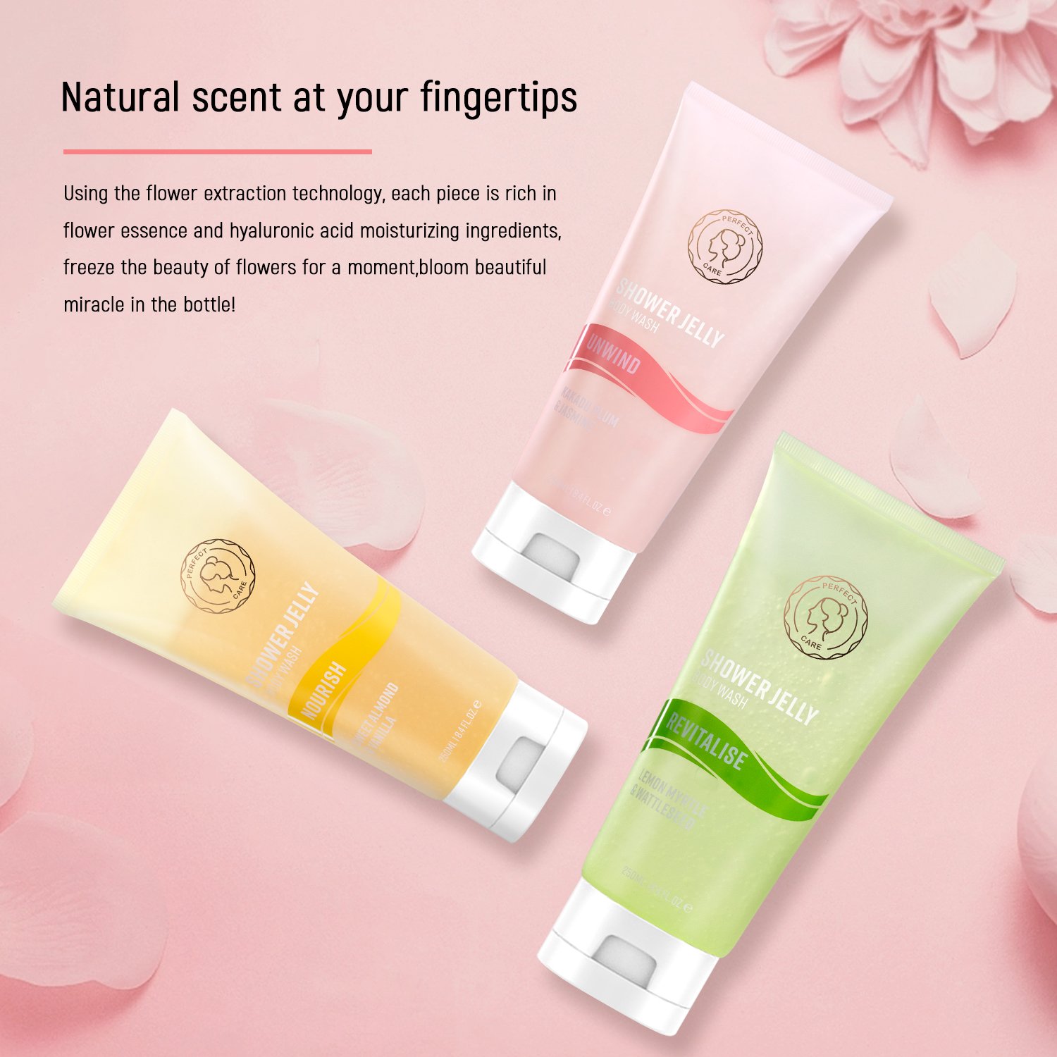 Private Label Whitening Natural Organic Flower Fruit Flavor Body Bath Shower Gel Jelly Perfumed Body Wash/Gel