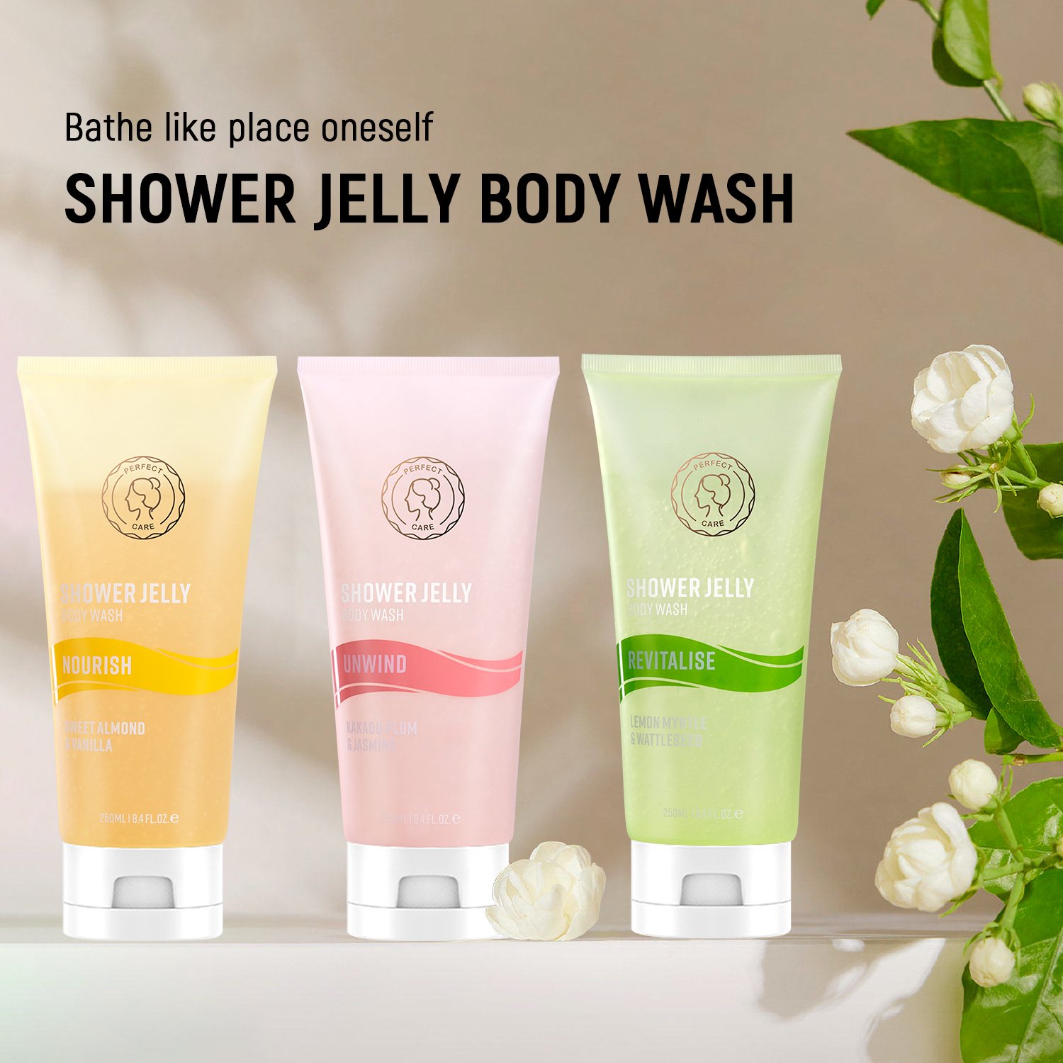 Private Label Whitening Natural Organic Flower Fruit Flavor Body Bath Shower Gel Jelly Perfumed Body Wash/Gel
