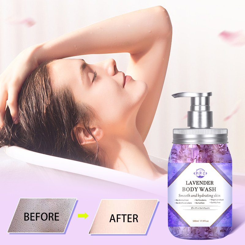 Factory wholesale lavender plant ingredients shower gel moisturizing lasting fragrance cleansing body shower gel