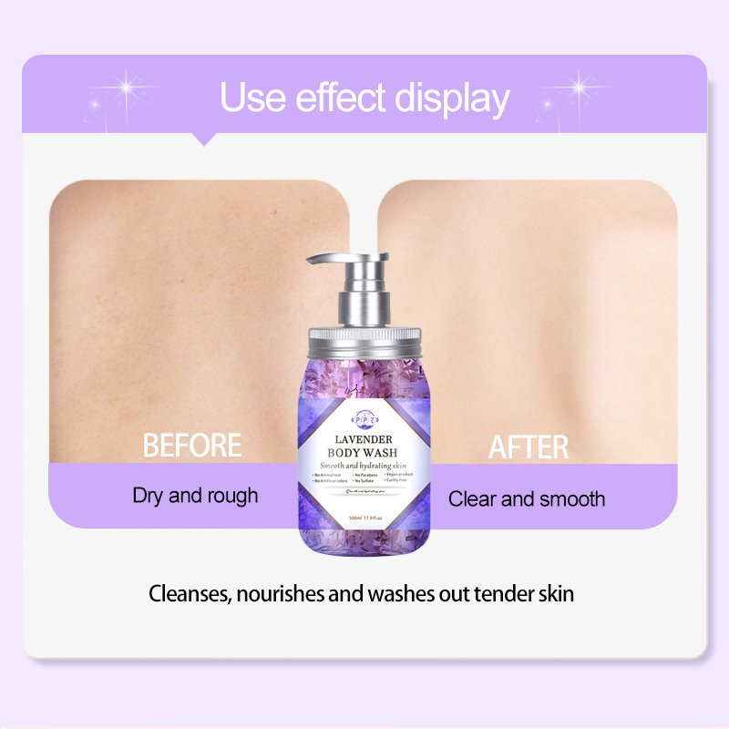 Factory wholesale lavender plant ingredients shower gel moisturizing lasting fragrance cleansing body shower gel