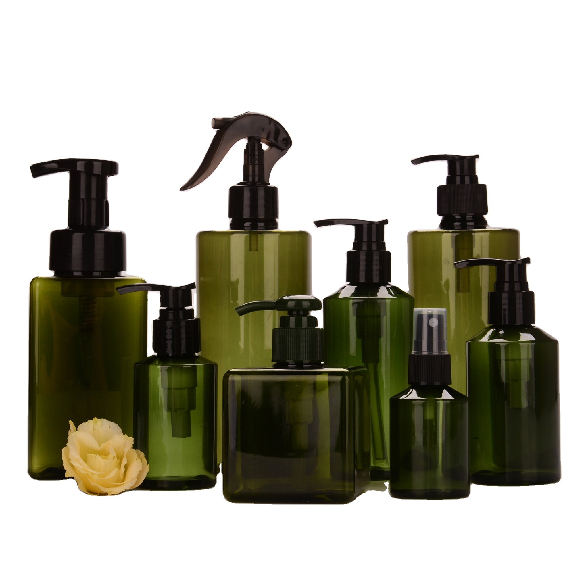 luxury shampoo bottle 100ml 150ml 200ml 500ml shampoo shower gel container with plastic dispenser spray pump