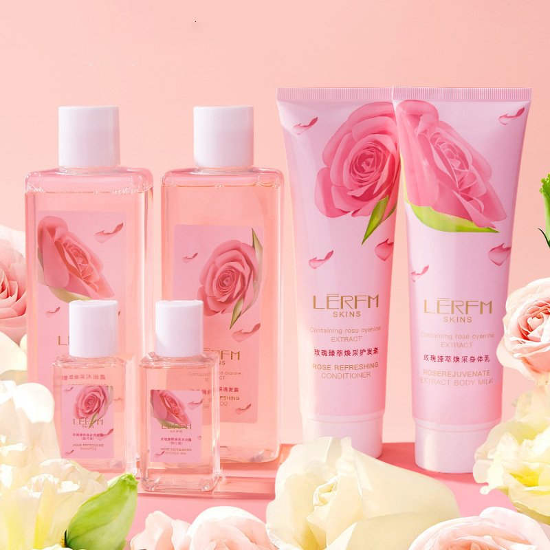 OEM Gift Box for Women - Body and Hair Care Gifts Luxury 7 Pcs Spa Set Basket Rose Scent - Bath Birthday Gift Box for Girl