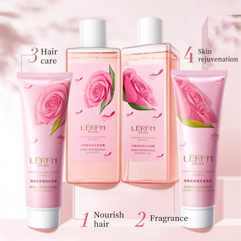 OEM Gift Box for Women - Body and Hair Care Gifts Luxury 7 Pcs Spa Set Basket Rose Scent - Bath Birthday Gift Box for Girl