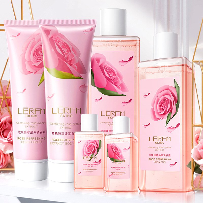 OEM Gift Box for Women - Body and Hair Care Gifts Luxury 7 Pcs Spa Set Basket Rose Scent - Bath Birthday Gift Box for Girl