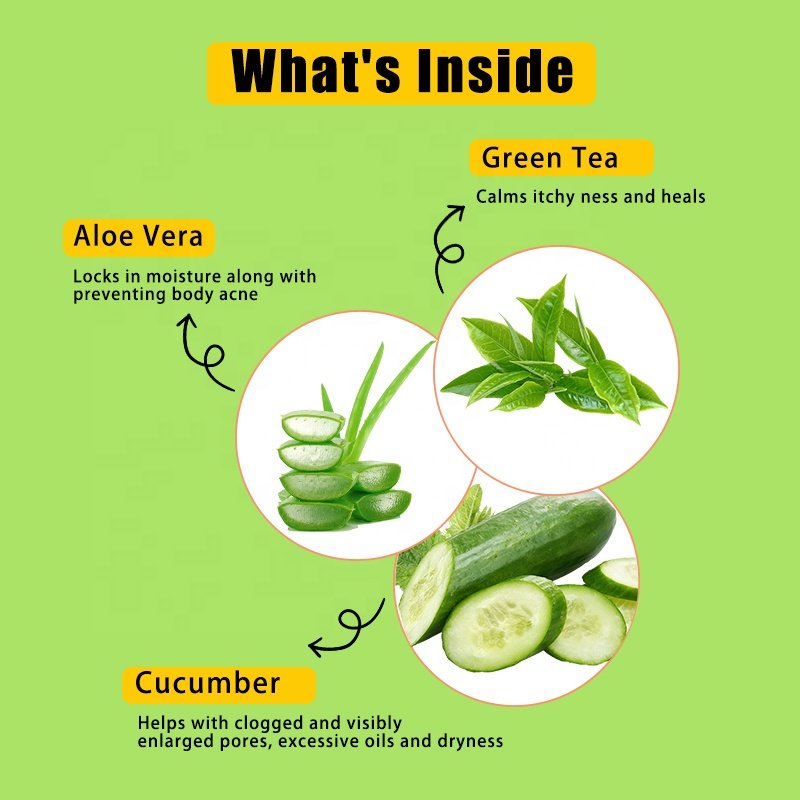 Cucumber & Green Bath Shower Gel Tea Deep Cleansing Moisturizing Skin & Exfoliating Smooth Luxury Body Wash