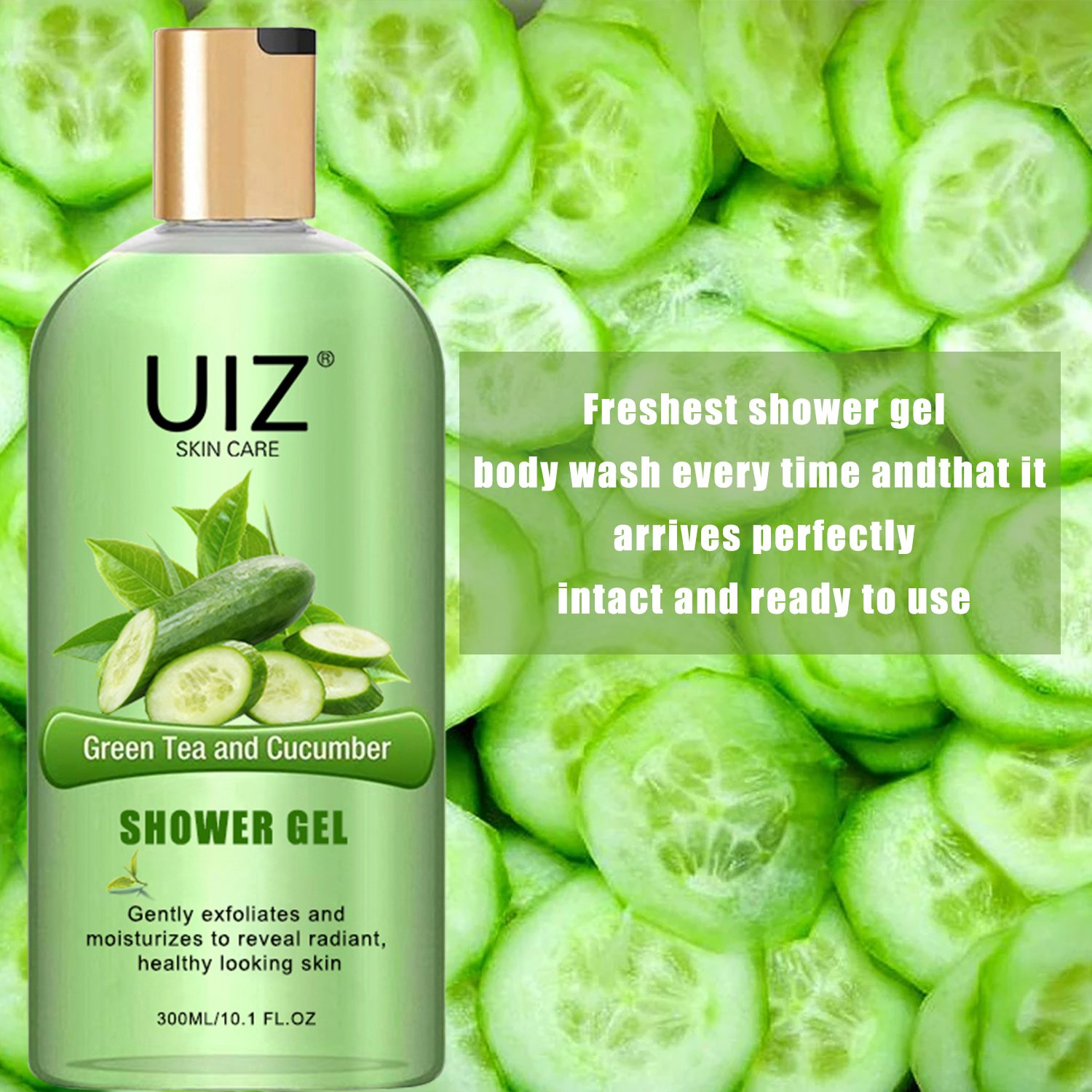Cucumber & Green Bath Shower Gel Tea Deep Cleansing Moisturizing Skin & Exfoliating Smooth Luxury Body Wash