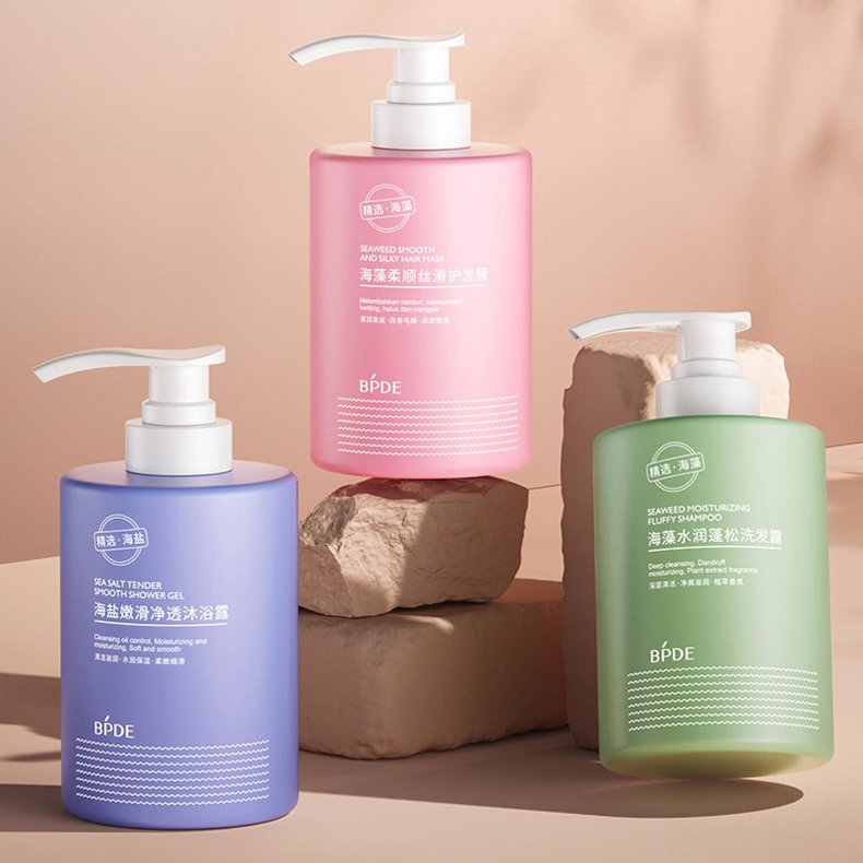 OEM Private label Seaweed coconut Cocamide MEA Hair shampoo Sea Salt Deep cleaning Moisturizing shower gel body wash care set