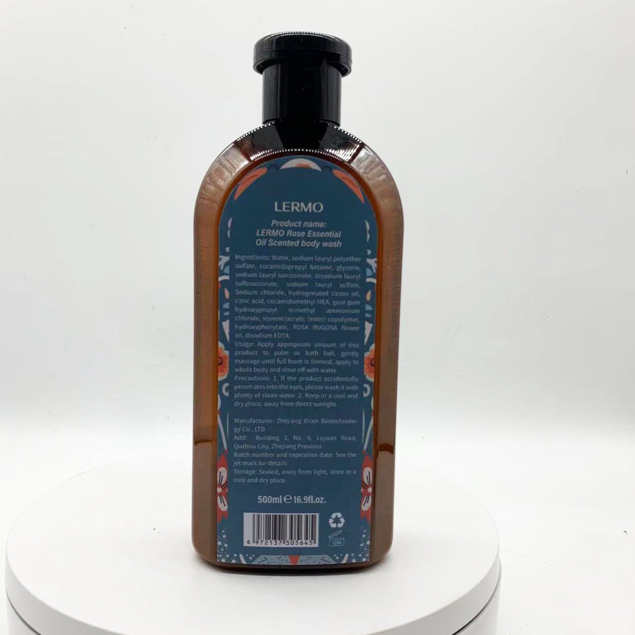 LERMO Private label 500ml Rose Essential Oil Scented body wash refreshing moisturizing home use shower gel nourish bath gel