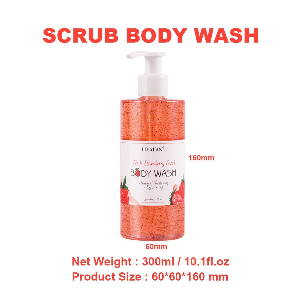 Private Label Refresh Fruit Skin Hydrating Body Wash Scrub Exfoliating Lightening Whitening Shower Gel