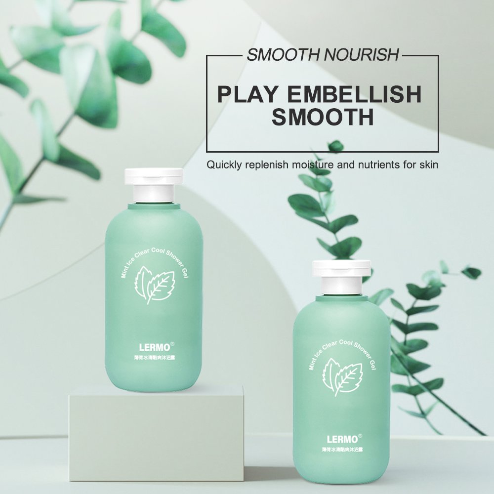 Private label LERMO mint ice clear cool shower gel amino acids gently exfoliate and refreshing body wash for daily care